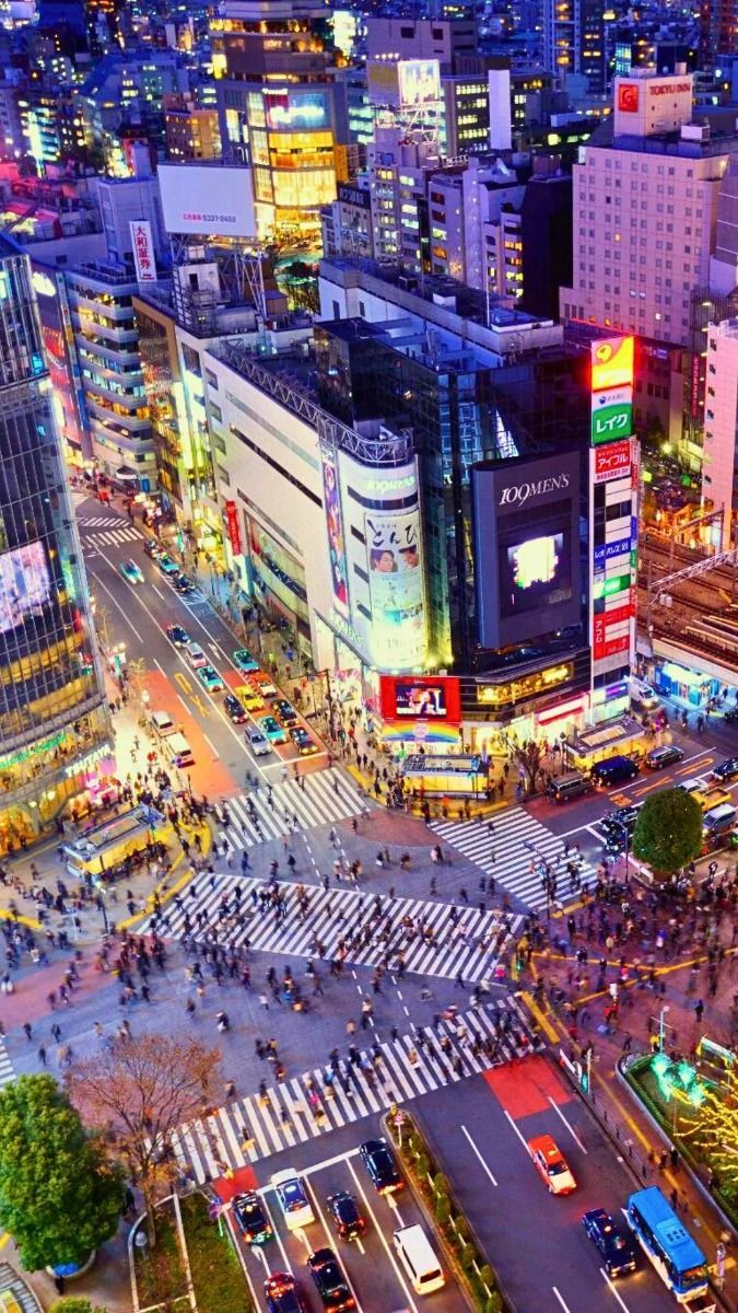 Japan Modern Tokyo Neon, Shibuya & Bullet Train Express